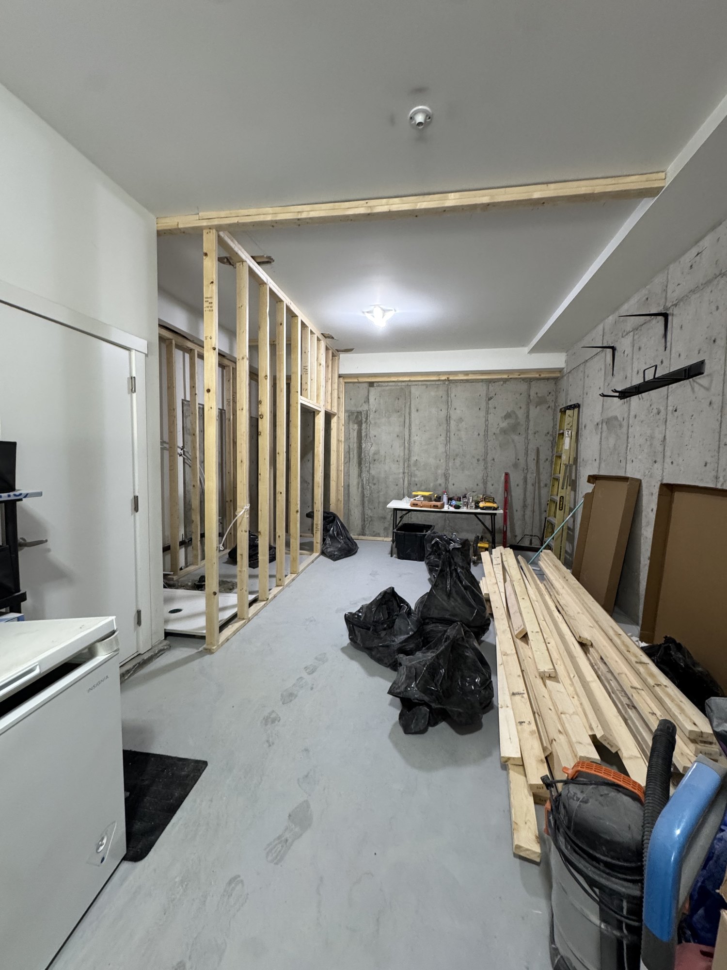 Garage Office Conversion — before & construction