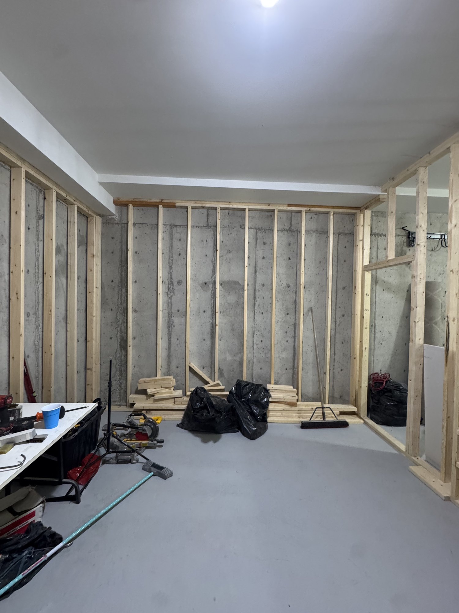 Garage Office Conversion — before & construction