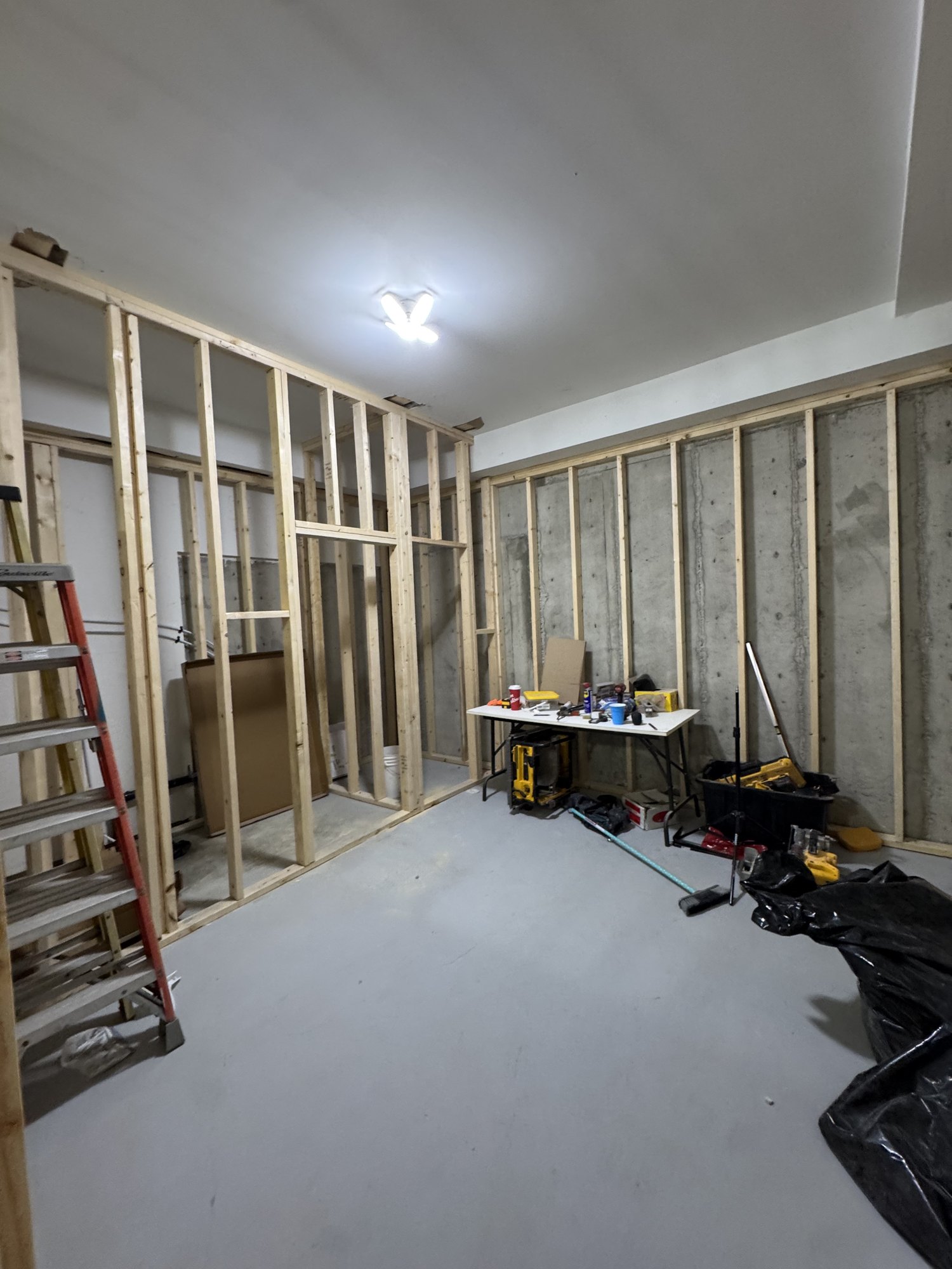 Garage Office Conversion — before & construction