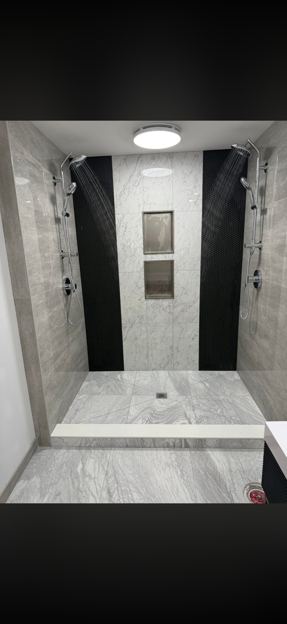 Walk-in shower — finishing stage