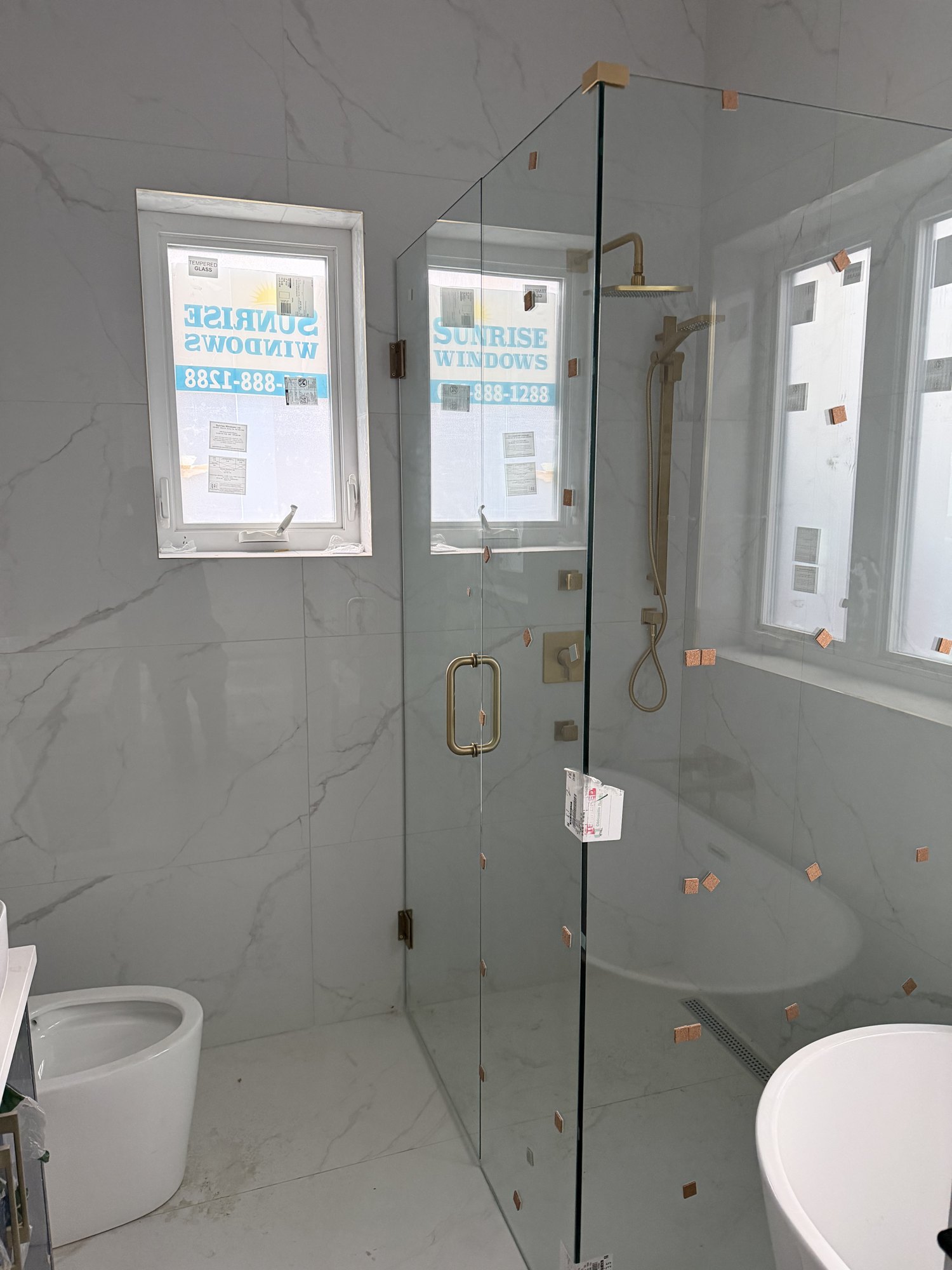 Shower installation — finishing stage